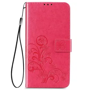 Peňaženkové puzdro Embossing Pattern Štvorlístok ružové – Samsung Galaxy A52 / A52 5G / A52s 5G
