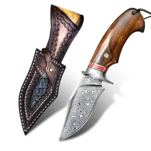 Damaškový lovecký nôž MASTERPIECE Ryotaro-Hnedá