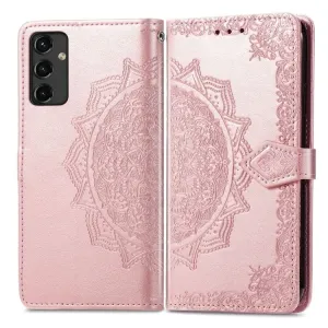Peňaženkové puzdro Embossing Pattern Mandala Flower ružové – Samsung Galaxy A14 4G/5G