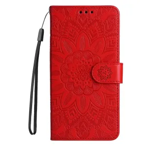 Peňaženkové puzdro Embossing Pattern Slnečnica červené – Samsung Galaxy S24+