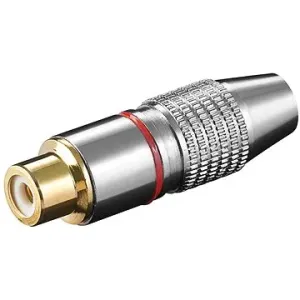 OEM Konektor cinch(F) na kábel, červený pruh, pozlátený