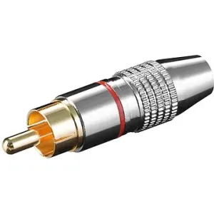 OEM Konektor cinch(M) na kábel, červený pruh, pozlátený