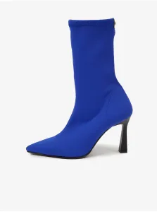 Modré dámske členkové topánky na podpätku OJJU #1070538