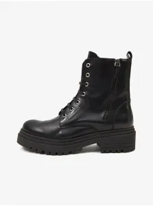 Čierne dámske kožené členkové topánky OJJU #1070583