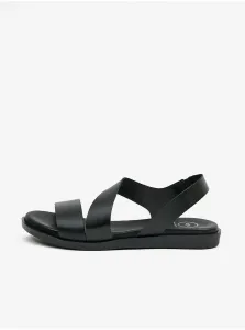 Čierne dámske kožené sandále OJJU #6655030