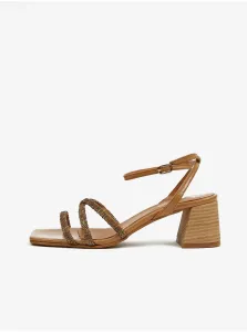 Hnedé dámske sandále na podpätku OJJU #6655095