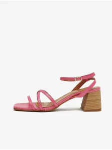 Ružové dámske sandále na podpätku OJJU #6655106