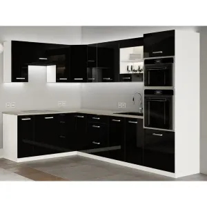 Rohová kuchyňa Vicky black ľavý roh 290x180 (čierna vysoký lesk) #6690877