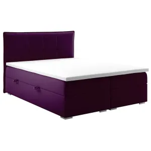 Čalúnená posteľ Violet 140x200, fialová, vr. matraca a topperu