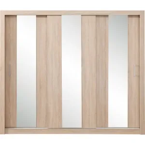 Šatníková skriňa Cadu so zrkadlom - 250x215x60 cm (dub sonoma)