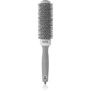 Olivia Garden Expert Blowout Speed Round Brush Wavy Bristles White & Grey 35 mm kefa na vlasy