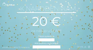 OLIVIE Elektronický darčekový poukaz K NARODENINÁM Hodnota: 20 €