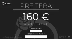 OLIVIE Elektronický darčekový poukaz PRE TEBA Hodnota: 160 €