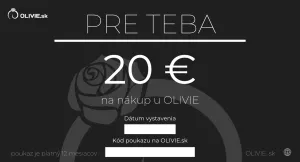 OLIVIE Elektronický darčekový poukaz PRE TEBA Hodnota: 20 €