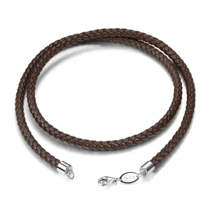 OLIVIE Kožená hnedá pletená šnúrka 50cm, tl.5 mm 6041 Ag 925; ≤9,7 g