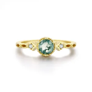 OLIVIE Strieborný prsteň MACHOVÝ ACHÁT GOLD 8392 Veľkosť prsteňov: 10 (EÚ: 62-64) Ag 925; ≤1,8 g