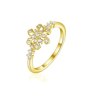 OLIVIE Strieborný prsteň SNEHOVÁ VLOČKA GOLD 8053 Veľkosť prsteňov: 10 (EÚ: 62-64) Ag 925; ≤1,8 g