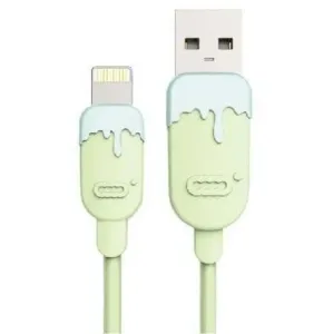 Kábel Lightning na USB, gumový, 1,5m, CC, zelená/modrá