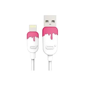 Kábel Lightning na USB, gumový, 1,5m, CC, biela/ružová