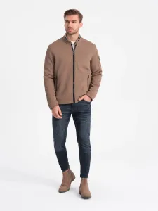 Ombre Men's BIKER jacket in structured fabric - light brown #8559752