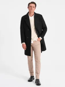 Ombre Men's double-breasted lined coat - black #8503679