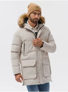 Zimné bundy pre mužov Ombre Clothing - krémová #4196140
