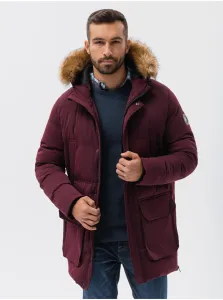 Zimné bundy pre mužov Ombre Clothing - vínová #4196151
