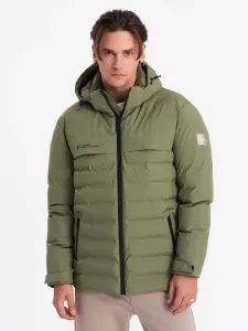 Ombre Men's winter jacket with detachable hood - olive #9177676