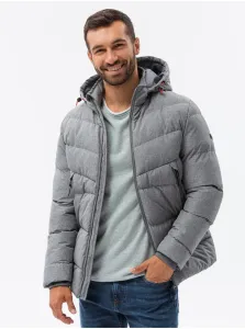 Zimné bundy pre mužov Ombre Clothing - sivá #5013426