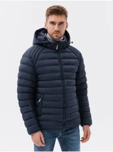 Zimné bundy pre mužov Ombre Clothing - tmavomodrá #4273835