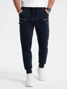 Ombre Men's sweatpants with decorative zippers - navy blue #8288661