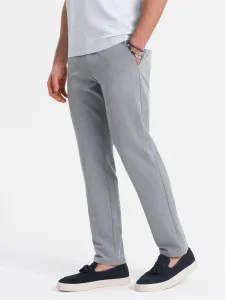 Ombre Eleganckie męskie spodnie chino o klasycznym kroju - jasnoszare #8975641