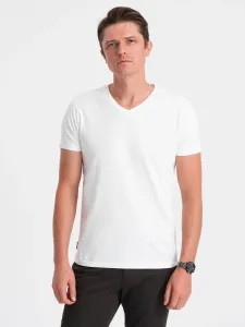 Ombre BASIC men's classic cotton T-shirt with a crew neckline - white #9166597