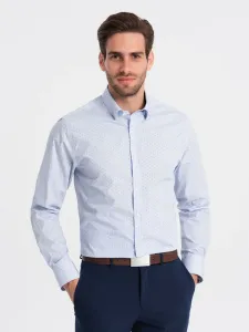 Ombre Classic men's cotton SLIM FIT shirt in micro pattern - blue