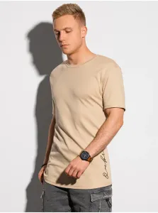 Béžové pánské tričko s nápisem Ombre Clothing S1387 #2837447