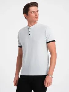 Ombre Men's collarless polo shirt - light grey