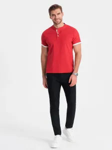 Ombre Men's collarless polo shirt - red