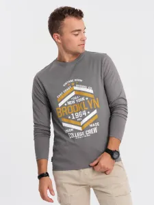 Ombre Men's collegiate style printed longsleeve - grey #8963848