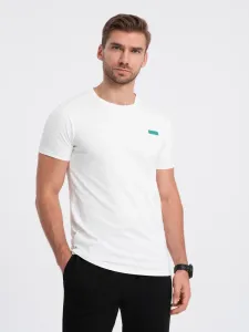 Ombre Men's cotton t-shirt with contrasting thread - white