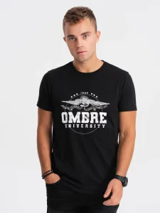 Ombre Men's cotton t-shirt with military print - black