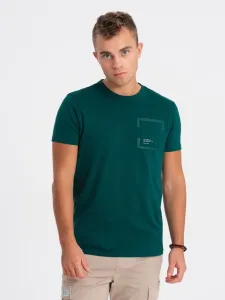 Ombre Men's cotton t-shirt with pocket - marine