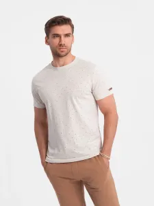 Ombre Men's full-print t-shirt with colorful letters - light beige