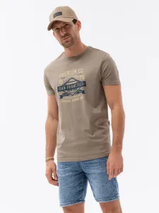 Ombre Men's printed cotton t-shirt - light brown #6882337
