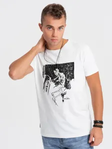 Ombre Men's printed cotton t-shirt - white