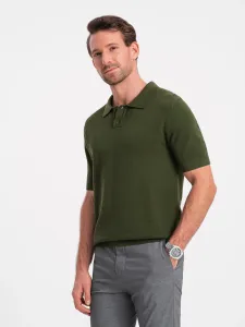 Ombre Men's structured knit polo shirt - olive #9176985