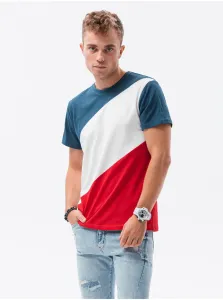 Tričká s krátkym rukávom pre mužov Ombre Clothing - modrá, červená, biela #5004822