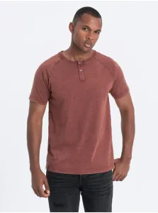 Bordové pánske basic tričko s gombíkmi Ombre Clothing #7496852
