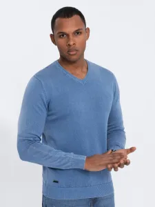 Ombre Men's wash sweater with v-neck - blue #9091150