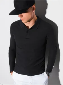 Čierna pánska polokošeľa s dlhým rukávom Ombre Clothing L132 #4421343