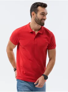 Červené pánske basic polo tričko Ombre Clothing #4198923